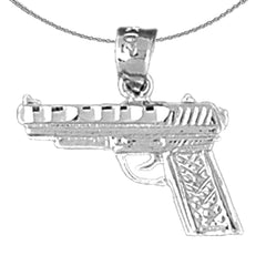 Sterling Silver Handgun Pendant (Rhodium or Yellow Gold-plated)