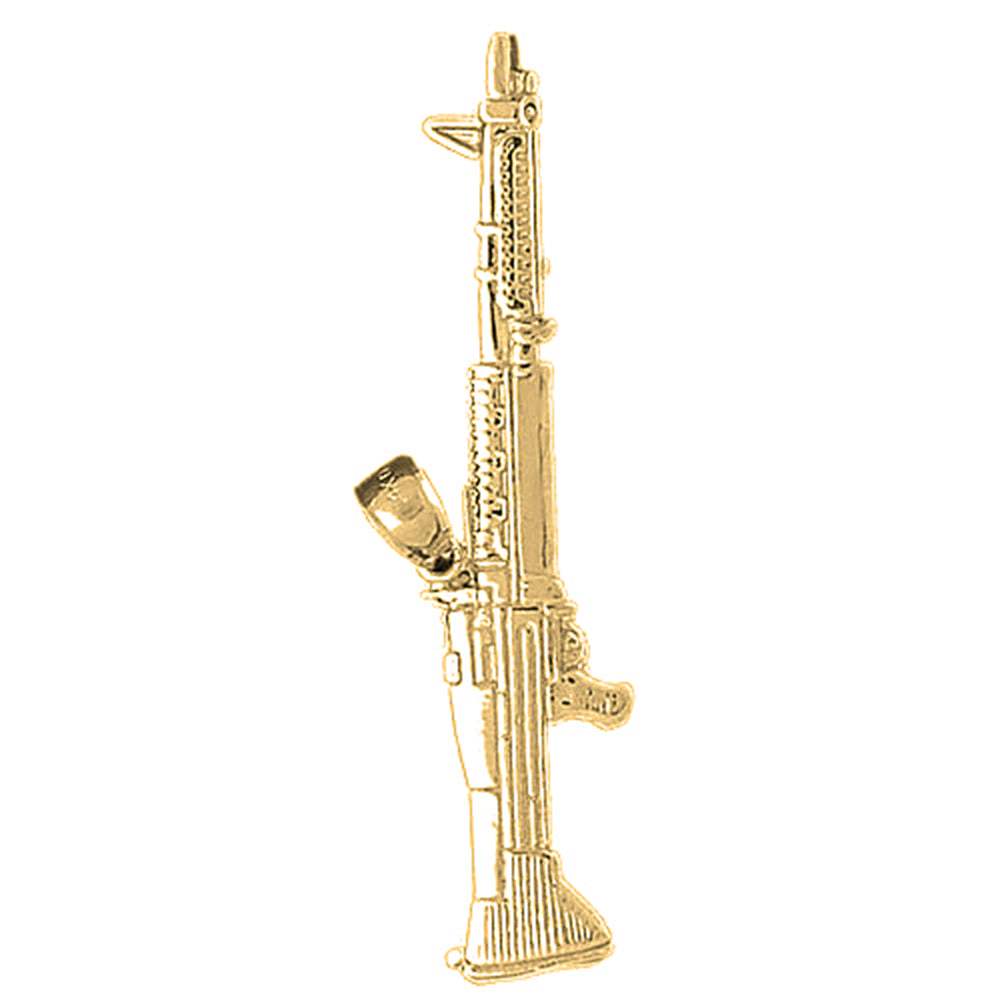 Yellow Gold-plated Silver M-16 Rifle Pendant