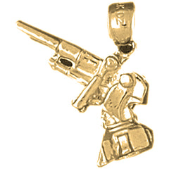 Yellow Gold-plated Silver 3D Anti Aircraft Gun Pendant