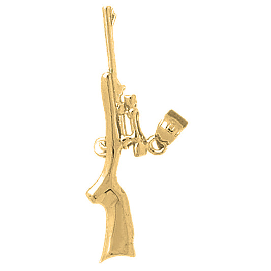 Yellow Gold-plated Silver 3D Rifle Pendant