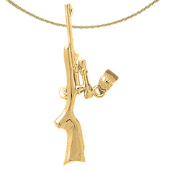Sterling Silver 3D Rifle Pendant (Rhodium or Yellow Gold-plated)