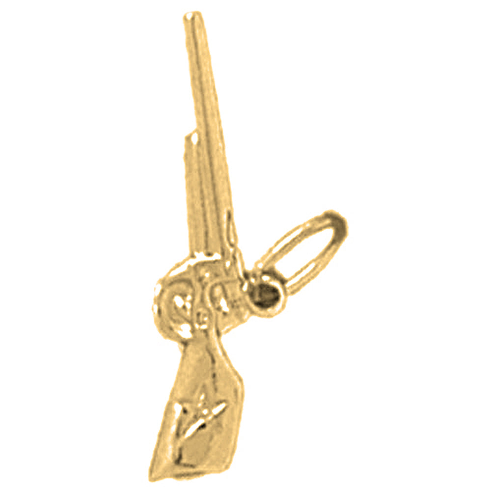 Yellow Gold-plated Silver 3D Sniper Rifle Pendant