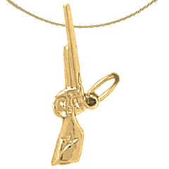 Sterling Silver 3D Sniper Rifle Pendant (Rhodium or Yellow Gold-plated)