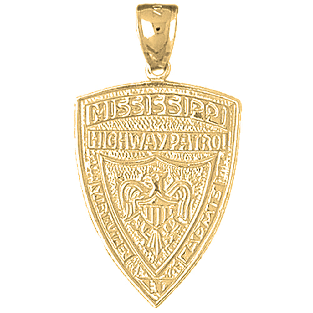 Yellow Gold-plated Silver Mississippi Highway Patrol Pendant