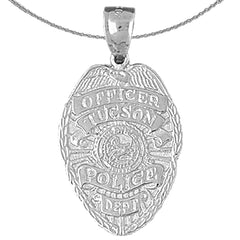 Colgante de plata de ley de la policía de Tucson (bañado en rodio o oro amarillo)