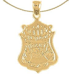 Colgante de plata de ley de la policía de San Antonio (bañado en rodio o oro amarillo)