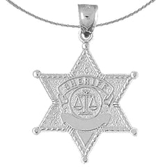 Colgante con insignia de sheriff en plata de ley (chapado en rodio o oro amarillo)