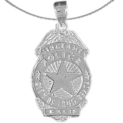 Colgante de policía de Long Beach en plata de ley (bañado en rodio o oro amarillo)