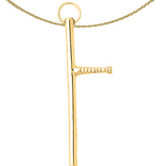 Sterling Silver 3D Baton Pendant (Rhodium or Yellow Gold-plated)