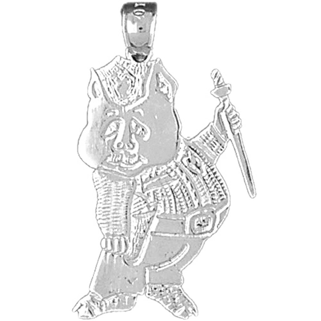 Sterling Silver Officer Pig Pendant