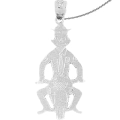 Colgante de cerdo de oficial de motocicleta de plata de ley (bañado en rodio o oro amarillo)