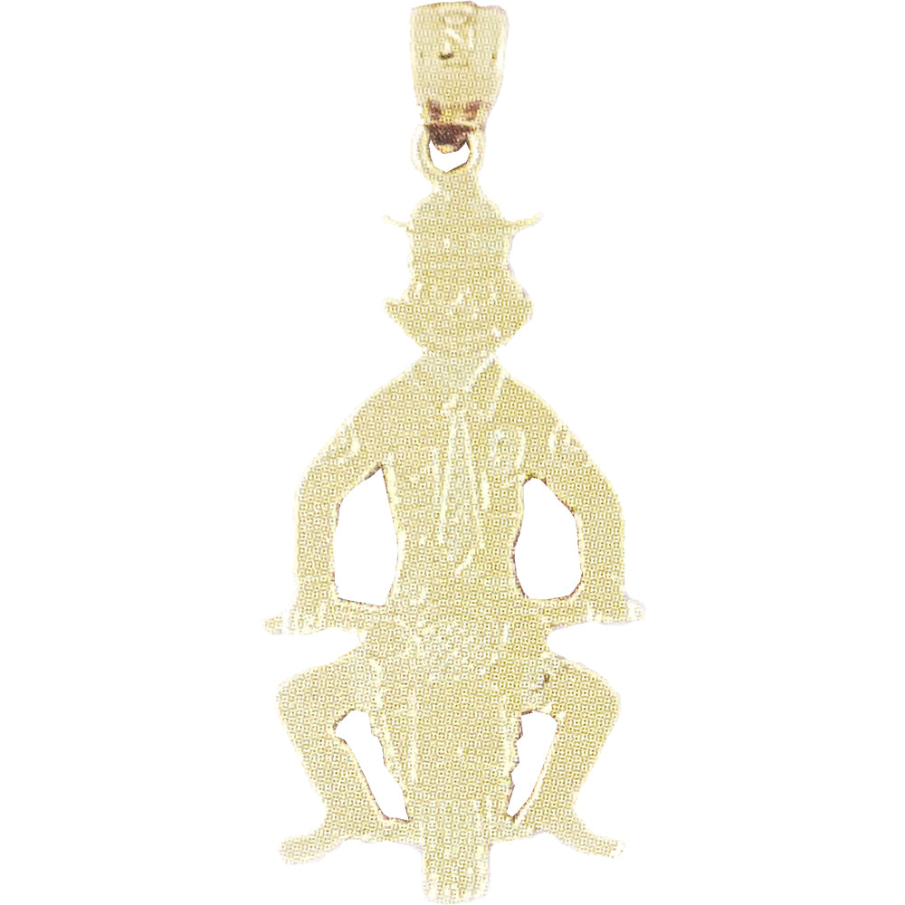 Yellow Gold-plated Silver Motorcycle Officer Pig Pendant