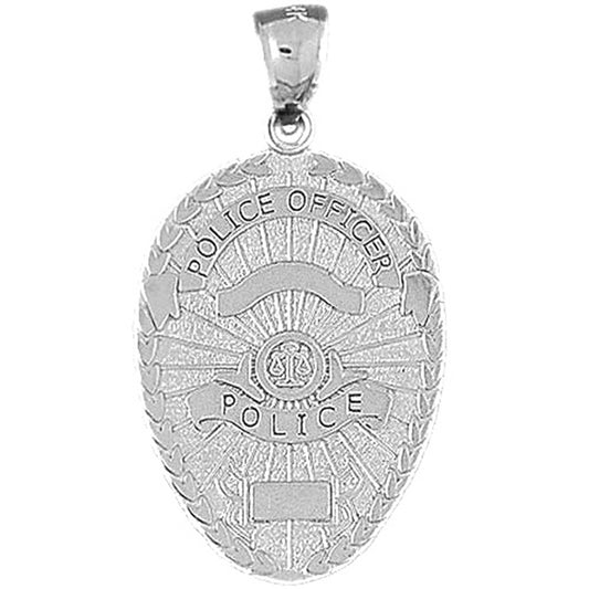 Sterling Silver Police Officer Badge Pendant