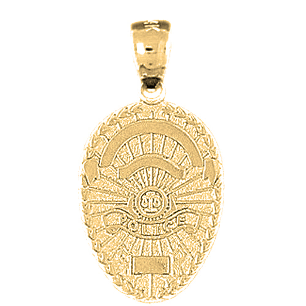 Yellow Gold-plated Silver Police Officer Badge Pendant