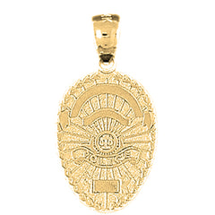 Yellow Gold-plated Silver Police Officer Badge Pendant