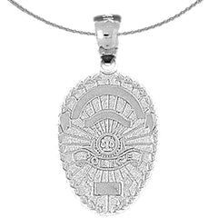 Colgante de placa de oficial de policía de plata de ley (bañado en rodio o oro amarillo)