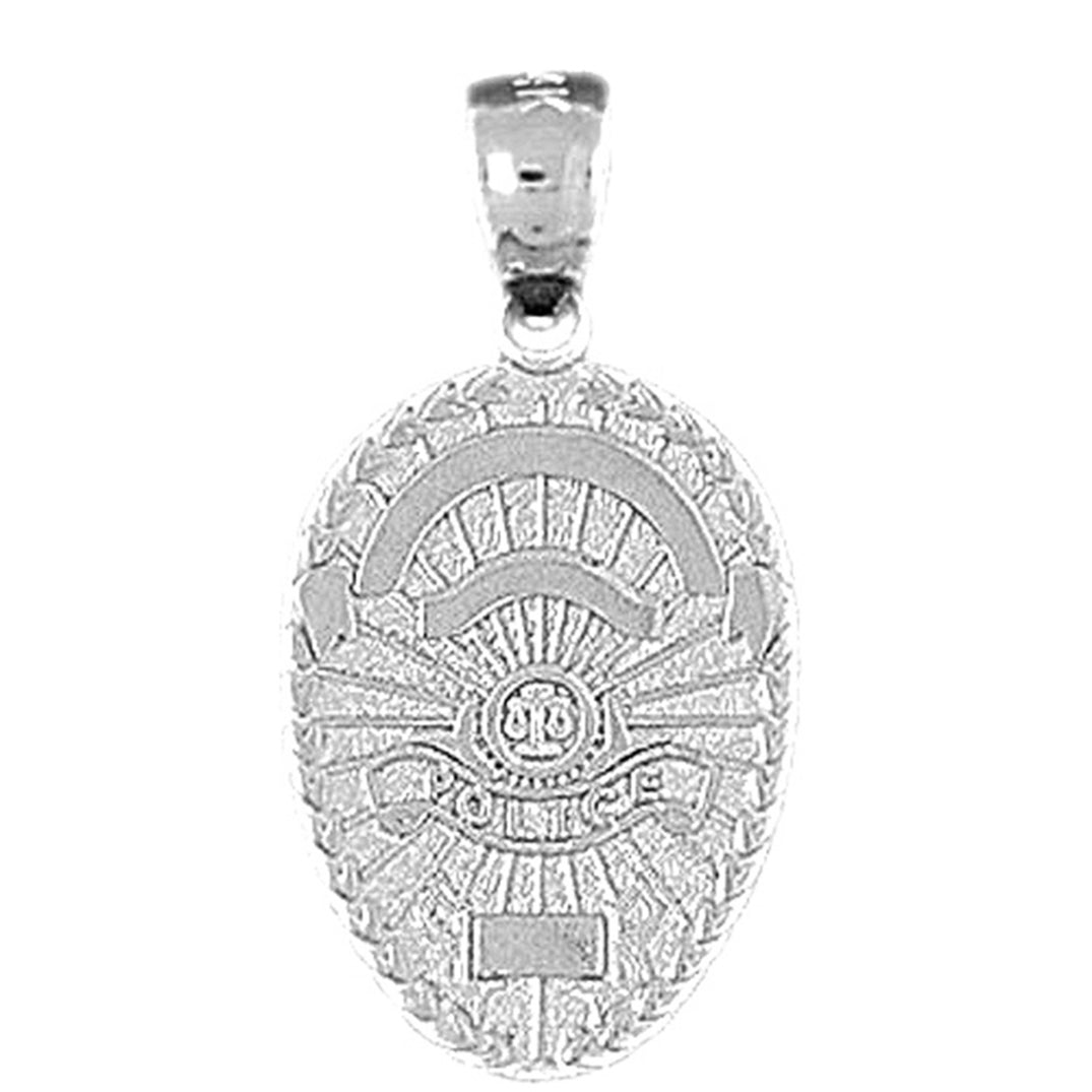 Sterling Silver Police Officer Badge Pendant
