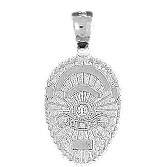 Sterling Silver Police Officer Badge Pendant
