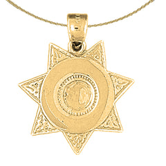 Sterling Silver Badge Pendant (Rhodium or Yellow Gold-plated)