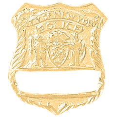Sterling Silver New York Police Pendant (Rhodium or Yellow Gold-plated)