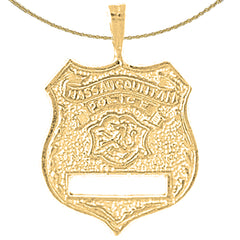Sterling Silver New York Police Pendant (Rhodium or Yellow Gold-plated)