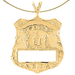 Colgante de plata de ley de la policía de Nueva York (bañado en rodio o oro amarillo)