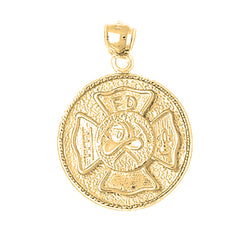 Yellow Gold-plated Silver Fire Department Pendant