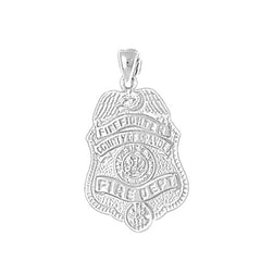 Sterling Silver Orange Fire Department Pendant