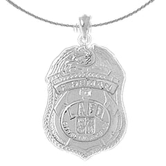 Sterling Silver Los Angeles Fire Department Pendant (Rhodium or Yellow Gold-plated)