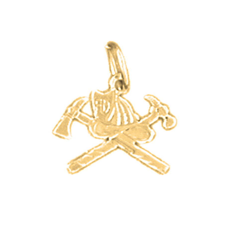 Yellow Gold-plated Silver Ax And Fireman's Helmet Pendant