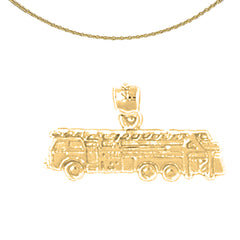 Sterling Silver Fire Truck Pendant (Rhodium or Yellow Gold-plated)