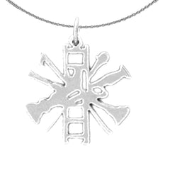 Sterling Silver Fire Truck Pendant (Rhodium or Yellow Gold-plated)