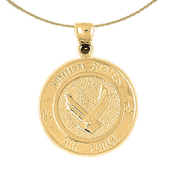Sterling Silver United States Air Force Pendant (Rhodium or Yellow Gold-plated)