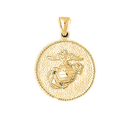 Yellow Gold-plated Silver Marine Corps Logo Pendant