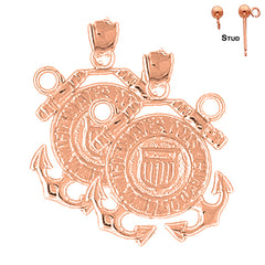 14K or 18K Gold United States Navy Logo Earrings