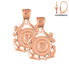 14K or 18K Gold United States Navy Logo Earrings