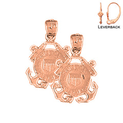 14K or 18K Gold United States Navy Logo Earrings