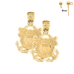 14K or 18K Gold United States Navy Logo Earrings