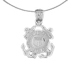 Sterling Silver United States Navy Logo Pendant (Rhodium or Yellow Gold-plated)