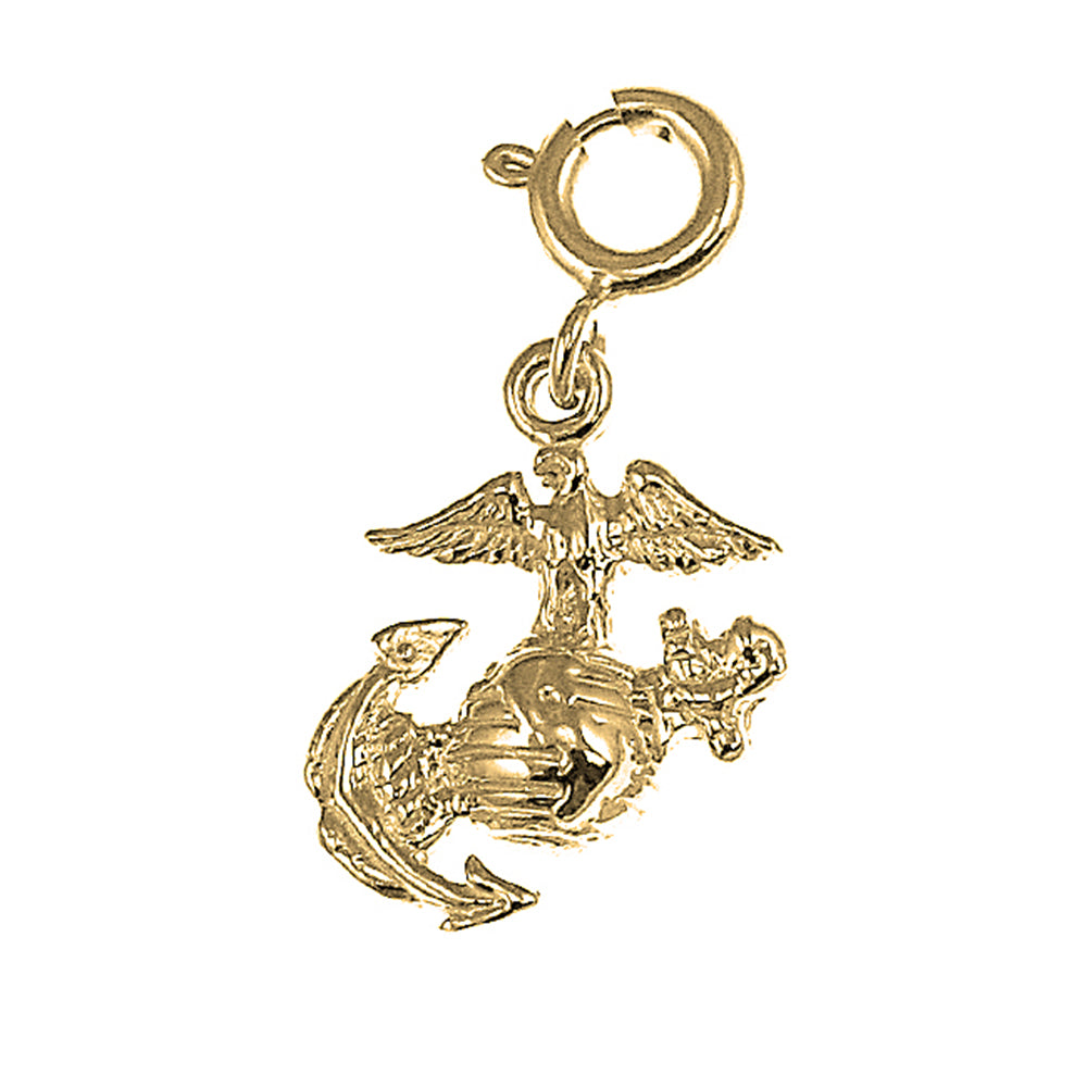 Yellow Gold-plated Silver Marine Corps Logo Pendant