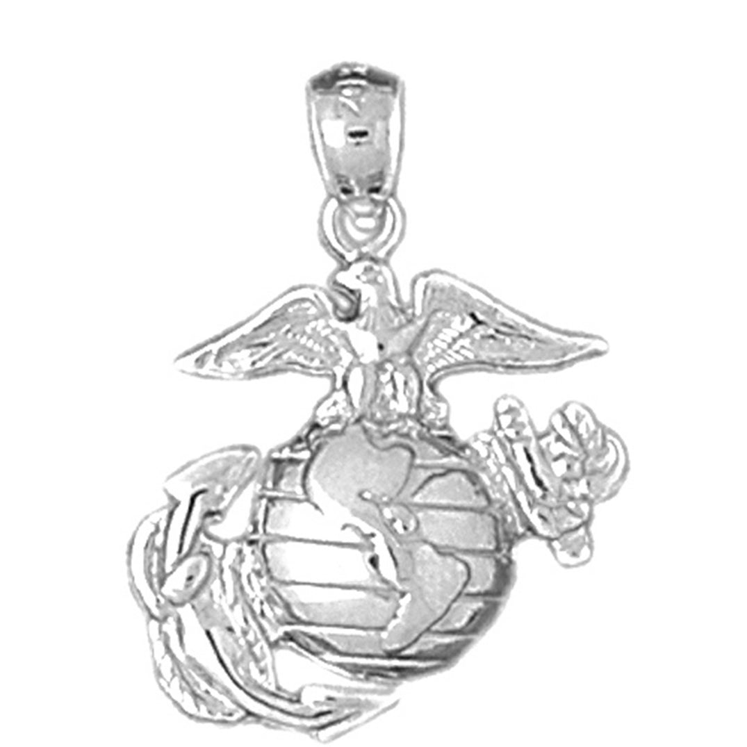 Sterling Silver Marine Corps Logo Pendant
