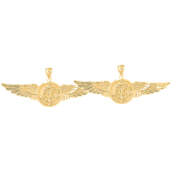 14K or 18K Gold 26mm United States Navy Earrings