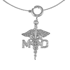 Sterling Silver United States Navy Pendant (Rhodium or Yellow Gold-plated)