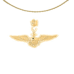 Sterling Silver United States Navy Pendant (Rhodium or Yellow Gold-plated)