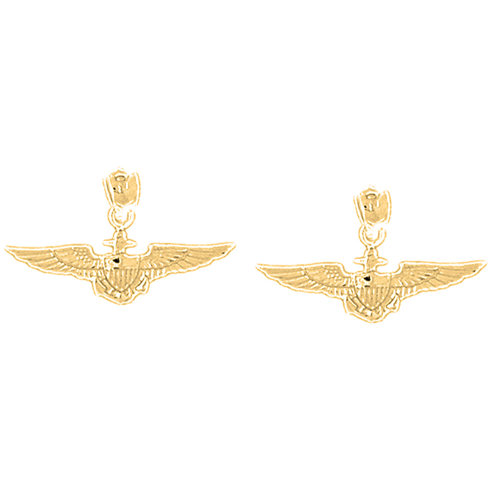 14K or 18K Gold 14mm United States Navy Earrings