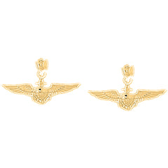 14K or 18K Gold 14mm United States Navy Earrings