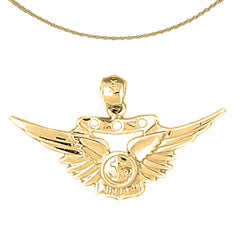 Sterling Silver United States Navy Pendant (Rhodium or Yellow Gold-plated)