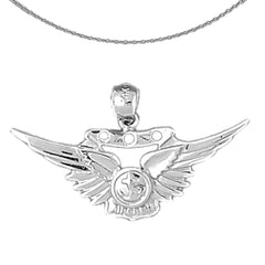 Sterling Silver United States Navy Pendant (Rhodium or Yellow Gold-plated)