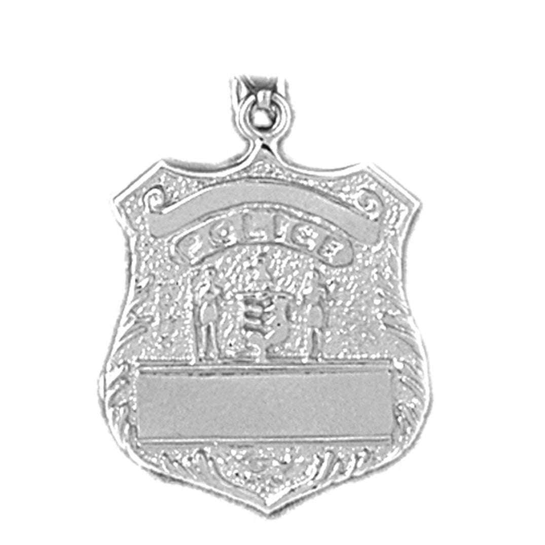Sterling Silver Police Officer Badge Pendant