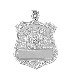 Sterling Silver Police Officer Badge Pendant